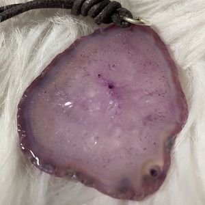Translucent Purplish Agate Slab Cord Necklace